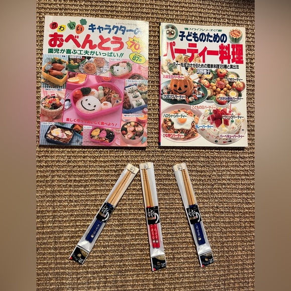 Japanese character lunch box and party idea for kids with three kids chopsticks - Picture 1 of 4